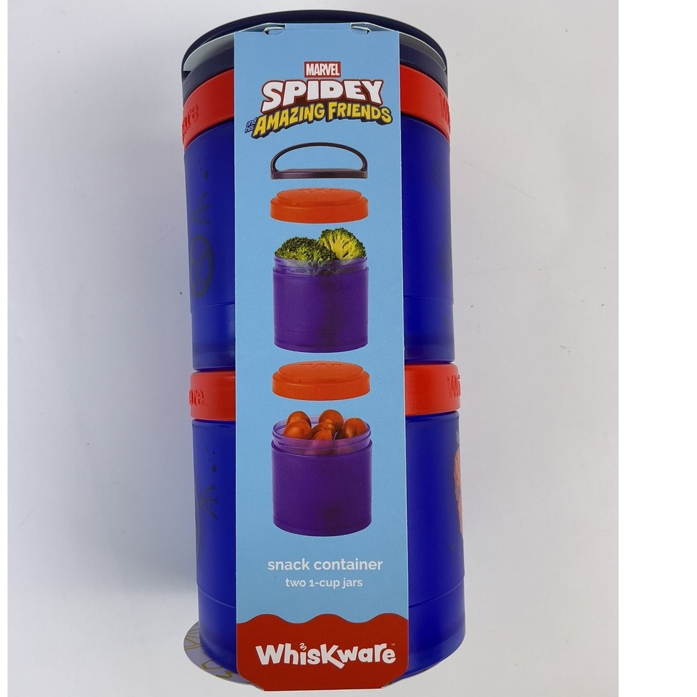 Marvel Spidey Amazing Friends Stackable Snack Container Two 1 Cup Jars Whiskware